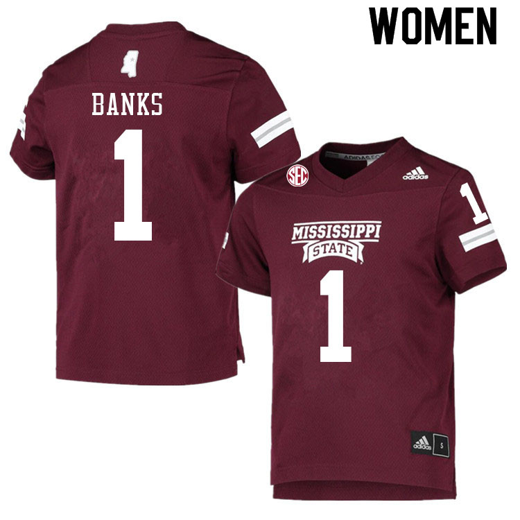 Women #1 Marcus Banks Mississippi State Bulldogs College Football Jerseys Sale-Maroon - Click Image to Close